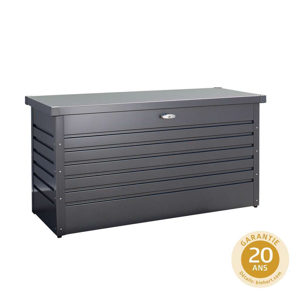 Coffre de jardin en acier galvanisé, gris foncé L.134cm
