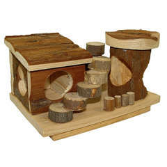 Maison cottage en bois pour hamster et souris : L20xl14xh11,5 cm