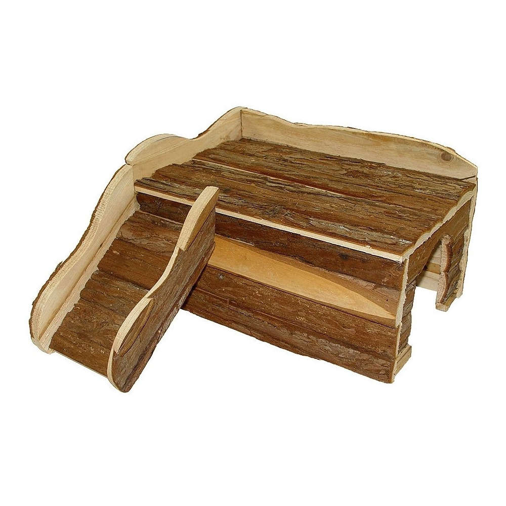 Maison en bois avec rampe pour hamster et souris : L21xl21xh11 cm