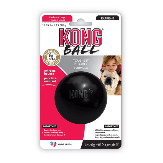 Balle pour chien KONG Ball Extreme Medium/large : Caoutchouc noir