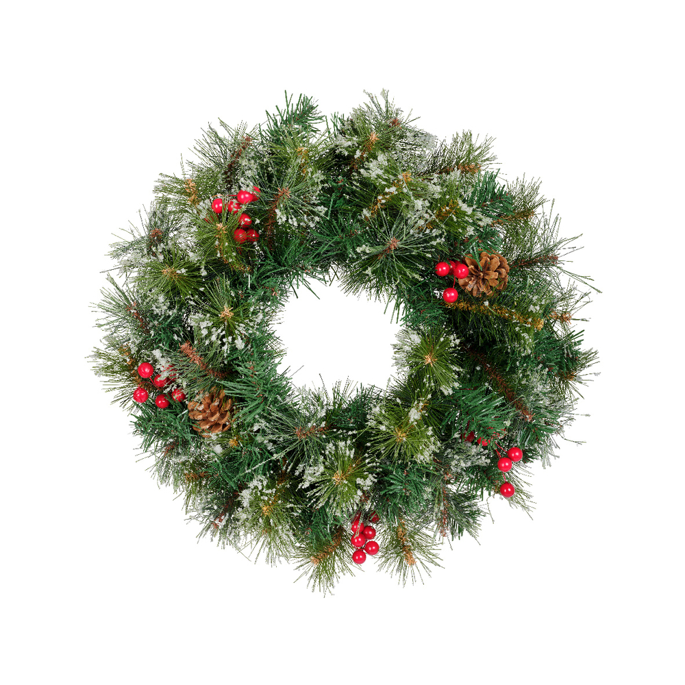 Couronne de Noël artificielle vert givré - D.50cm