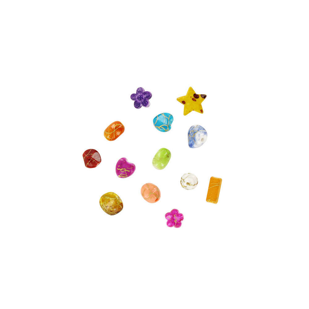 Perles acryliques opaques, tailles et formes assorties - 40 g