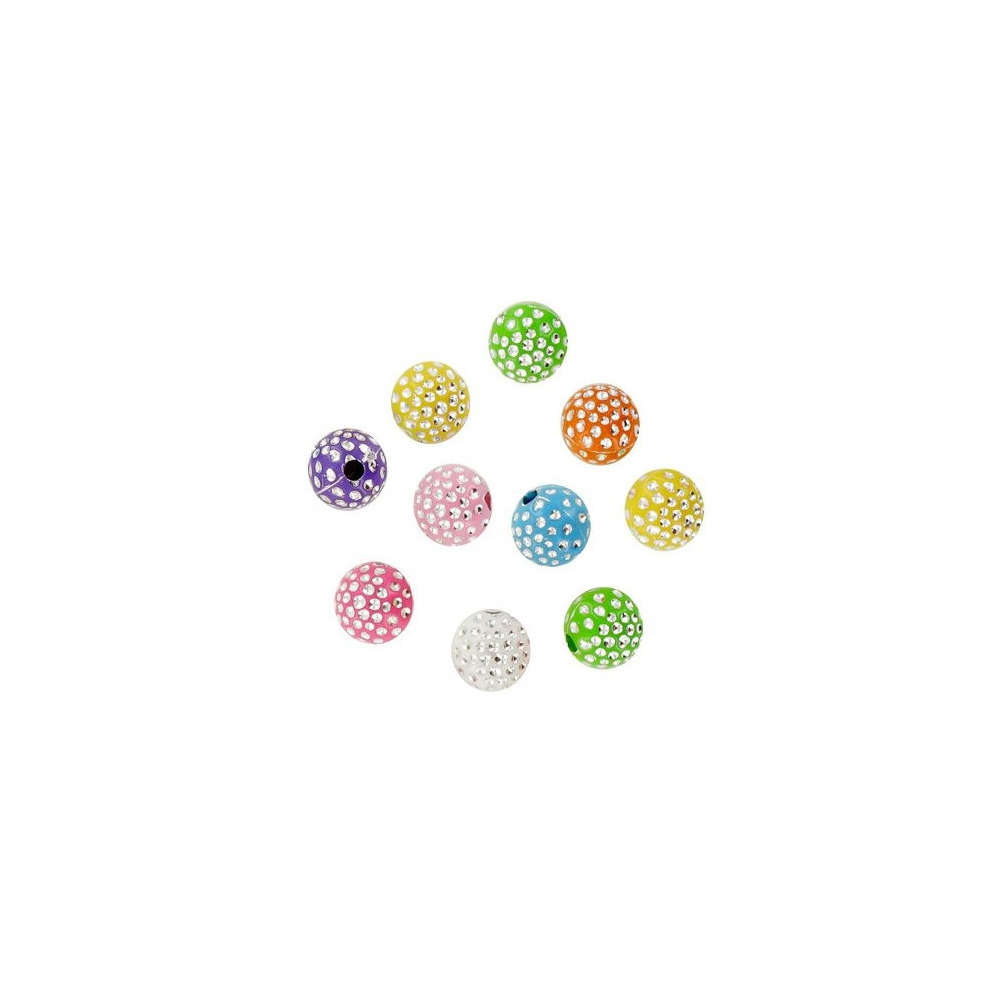 Perles acryliques strass (10mm), assortiment 8 coloris - 32 g