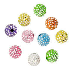 Perles acryliques strass (10mm), assortiment 8 coloris - 32 g