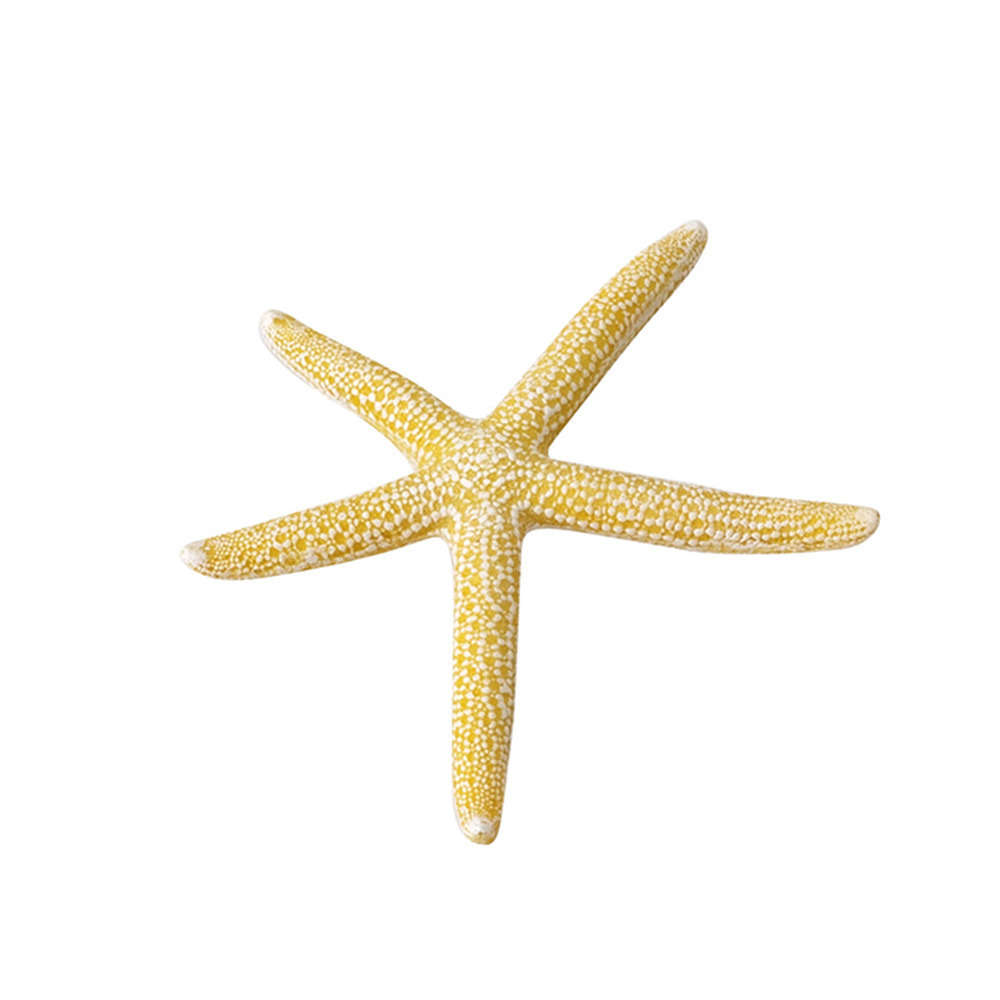 Décoration d'aquarium, petite étoile de mer jaune - 9x10x1cm