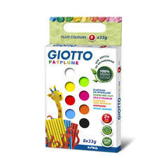 Pâte à modeler Giotto Patplume, 264g assortis (8 couleurs fluo x 33g)