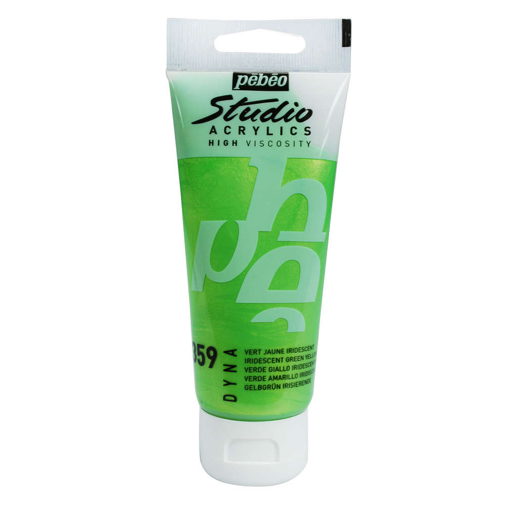 Acrylique satinée Studio Acrylics,tube 100ml - Vert jaune iridescent
