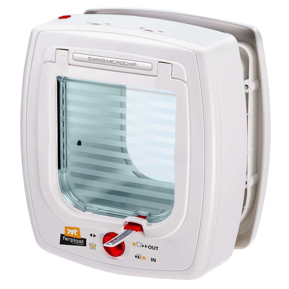 Chatière Swing Microchip, blanche L. 22,5 x l. 13,2 x H. 25,2 cm