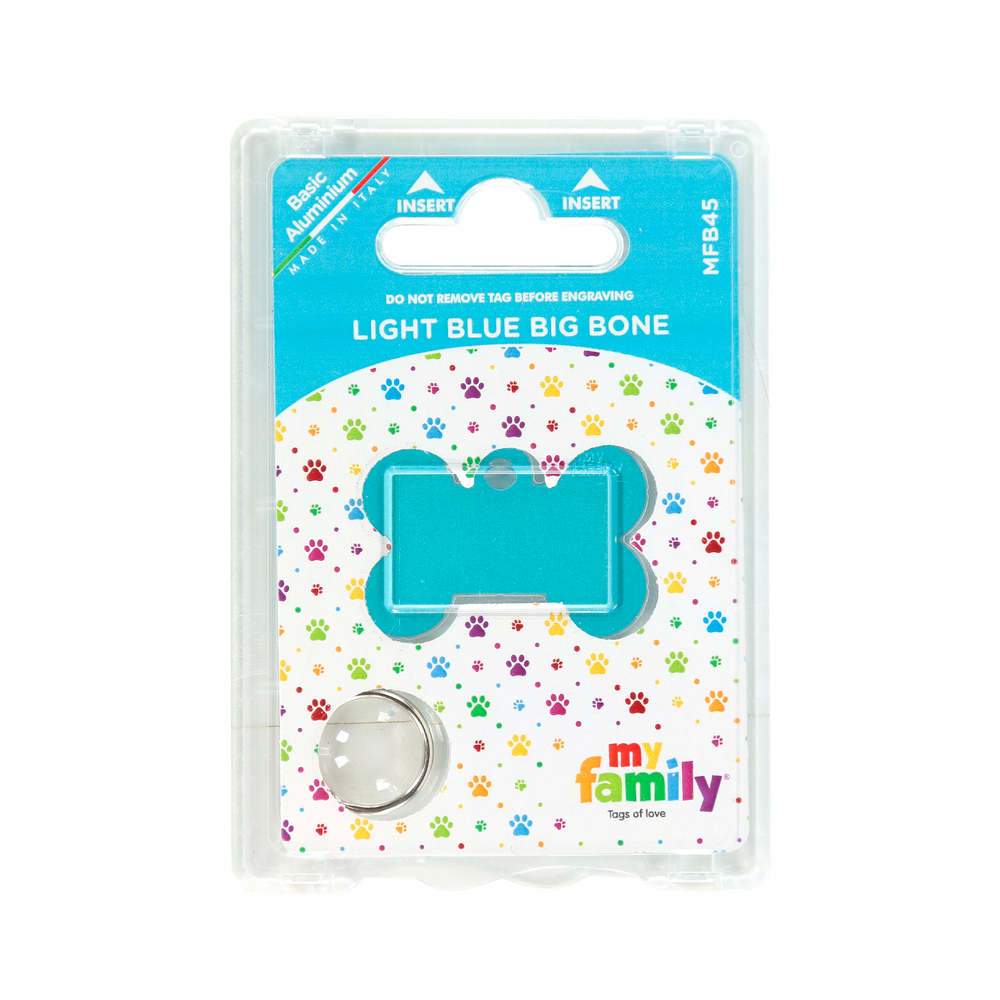 Médaille MyFamily Basic, en aluminium - Grand os, azur