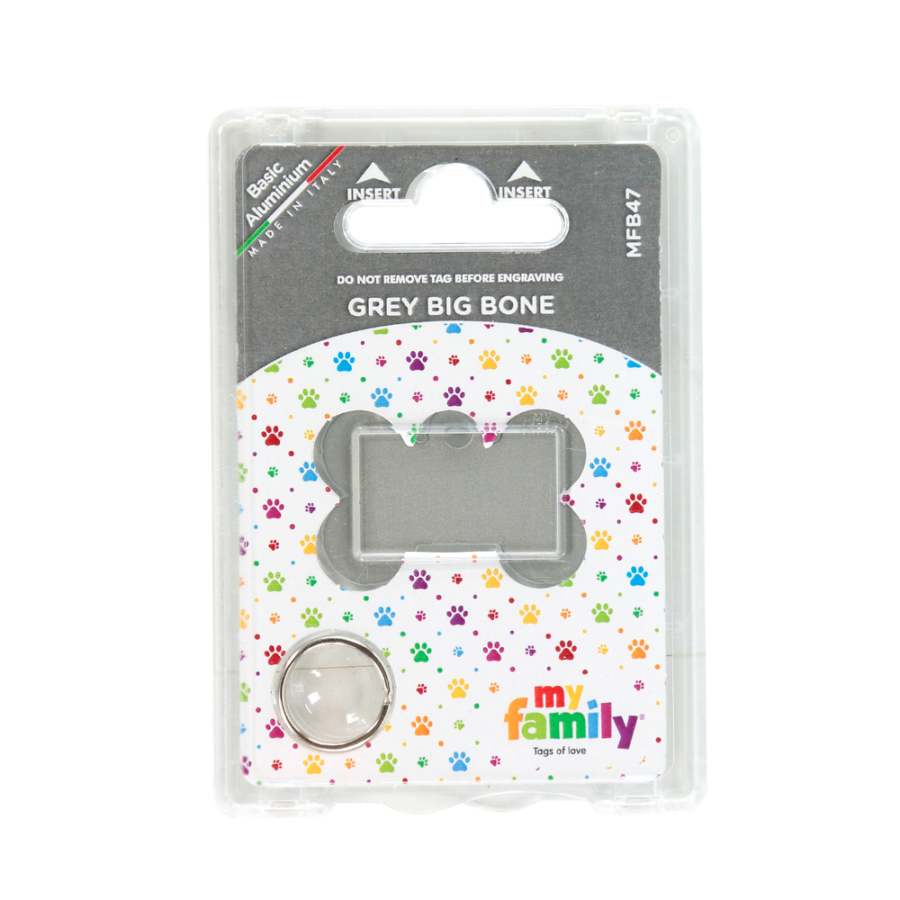 Médaille MyFamily Basic, en aluminium - Grand os, gris