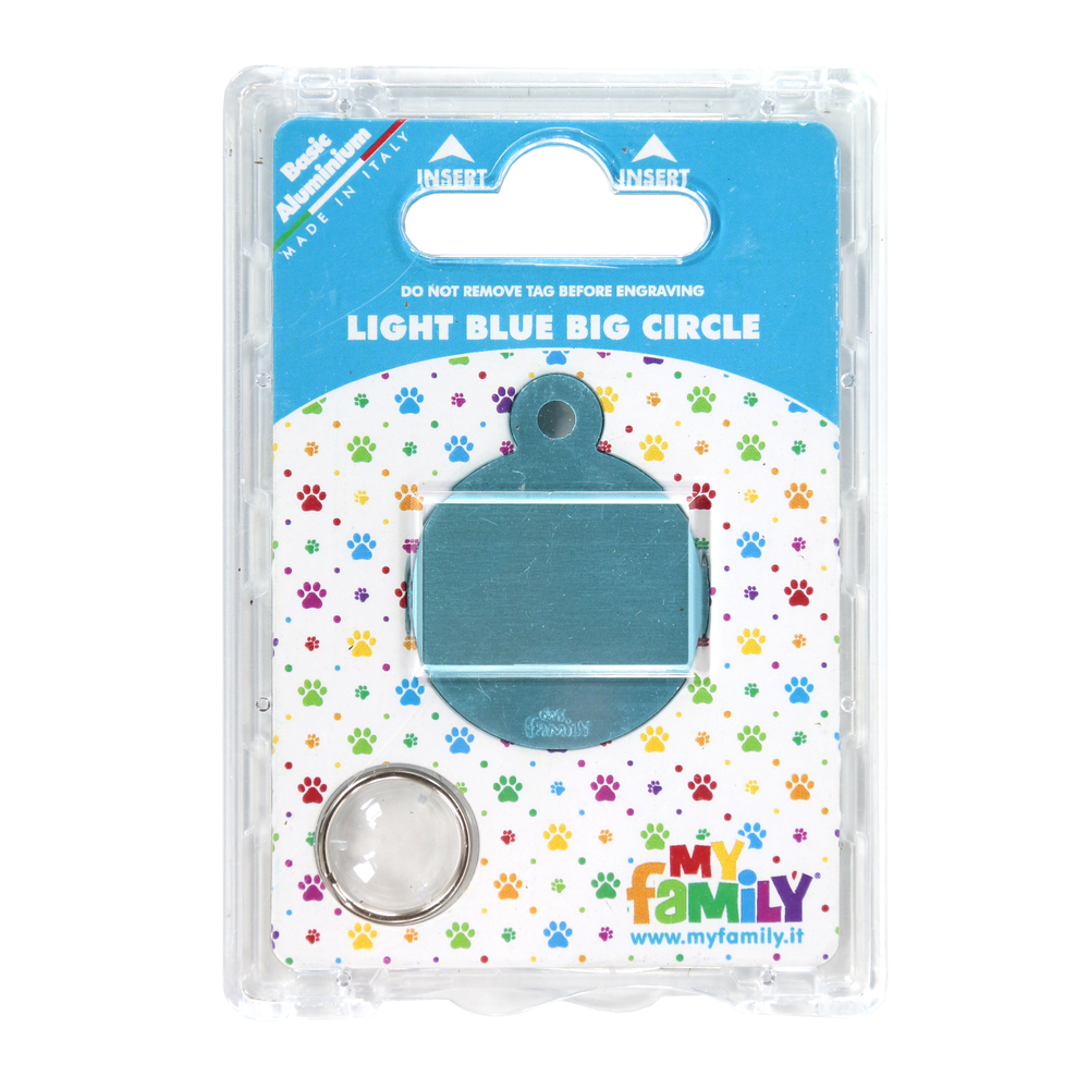 Médaille MyFamily Basic, en aluminium - Grand cercle, azur