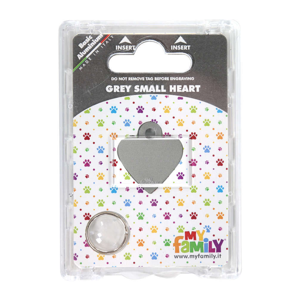 Médaille MyFamily Basic, en aluminium - Petit cœur, gris