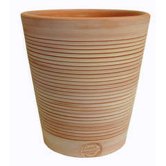 Pot Vaso strié, en terre cuite claire  Ø 27 x H. 27 cm