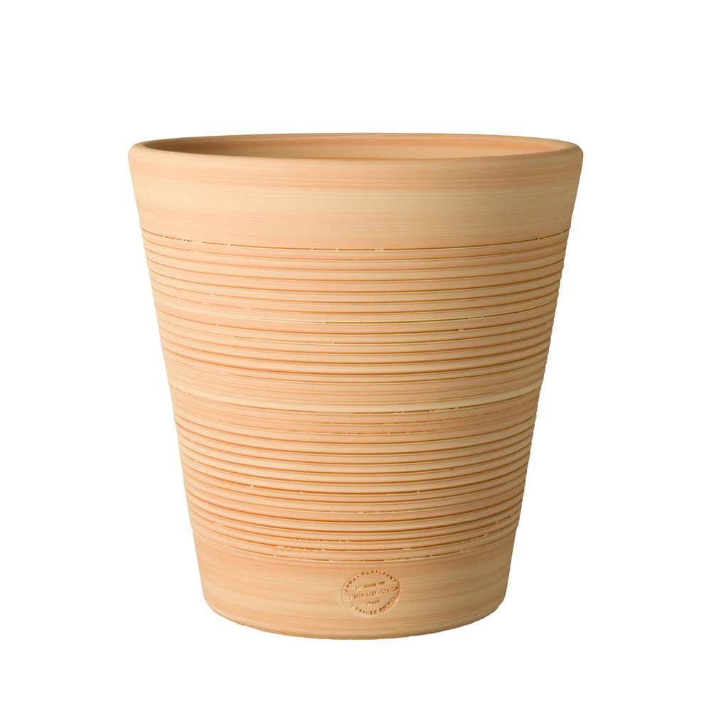 Pot Vaso strié, en terre cuite claire Ø 33 x H. 33 cm