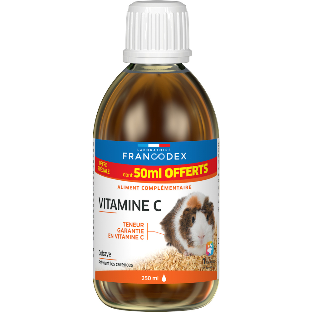 Aliment complémentaire Vitamine C pour cobaye : 250ml dont 50ml offert