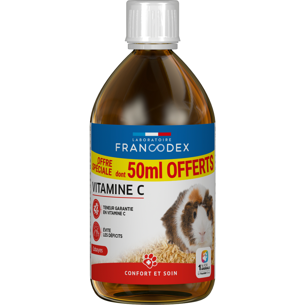 Aliment complémentaire Vitamine C pour cobaye : 250ml dont 50ml offert