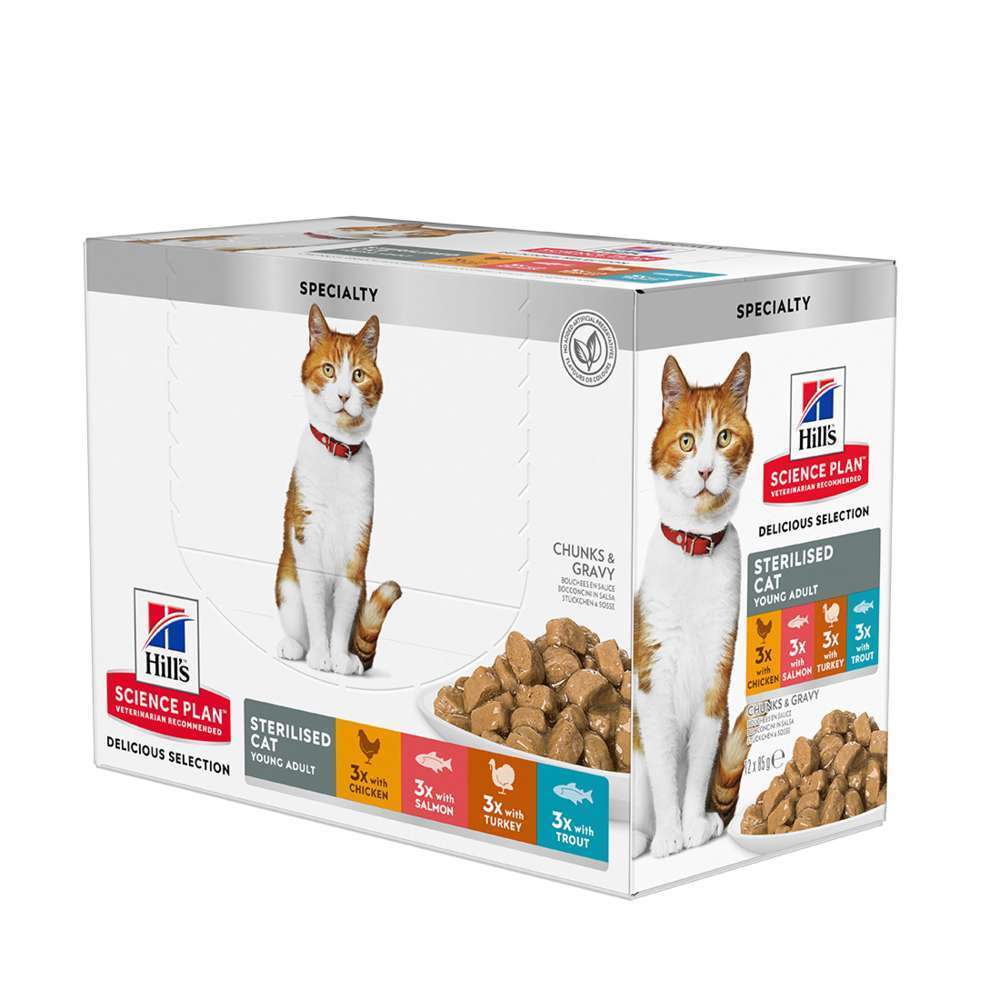 Sachets chat : poulet, poisson - 12 x 85g