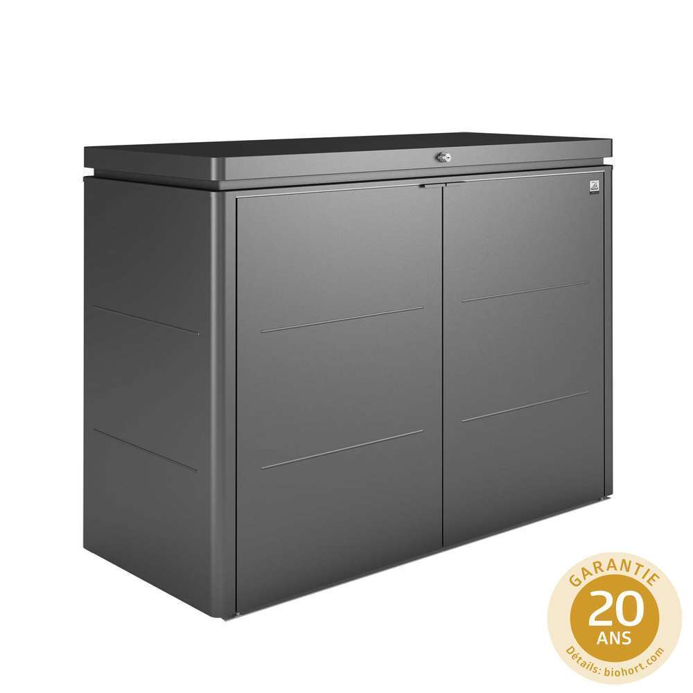 Coffre rangement Highboard en acier galvanisé, gris foncé L.160cm