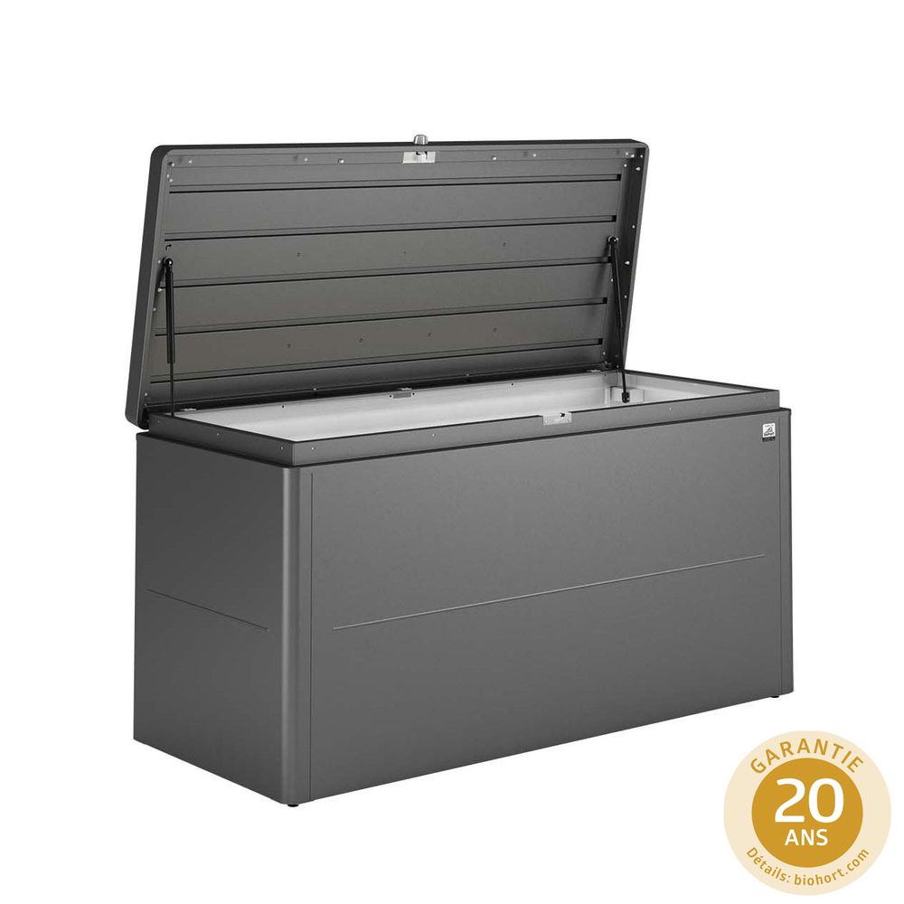 Coffre LoungeBox en acier galvanisé, gris foncé L.160cm