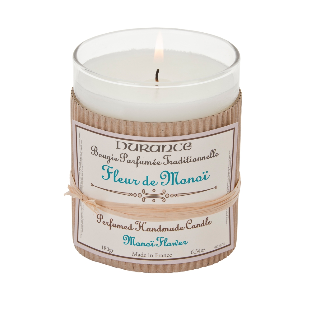 Bougie parfumée fleur de monoï cire végétale rechargeable - 180 g