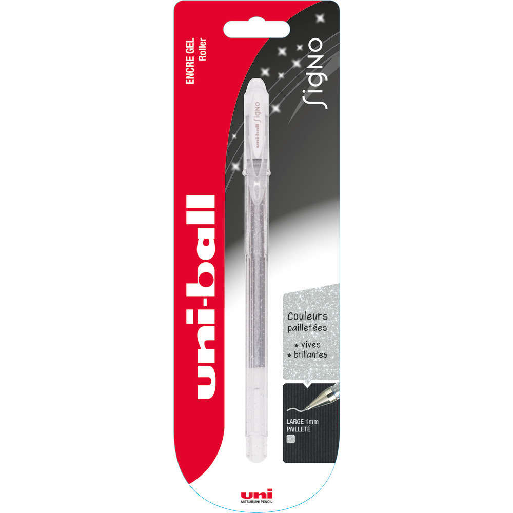 Gel Uni-ball Signo pailleté (1mm), argent