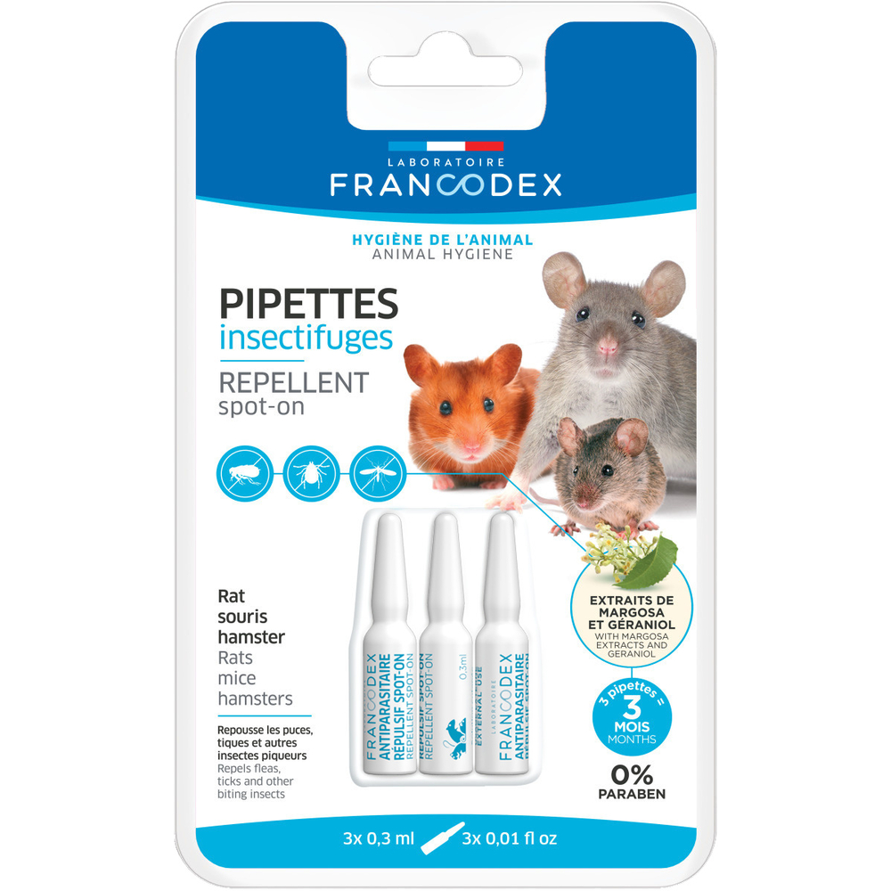 Pipettes insectifuges, pour petits rongeurs (3x0,3ml)