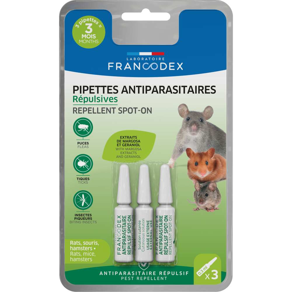 Pipettes insectifuges, pour petits rongeurs (3x0,3ml)