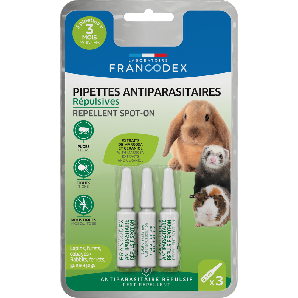 Pipettes insectifuges, pour grands rongeurs (3x0,4ml)
