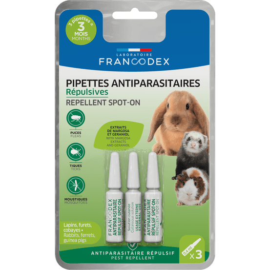 Pipettes insectifuges, pour grands rongeurs (3x0,4ml)