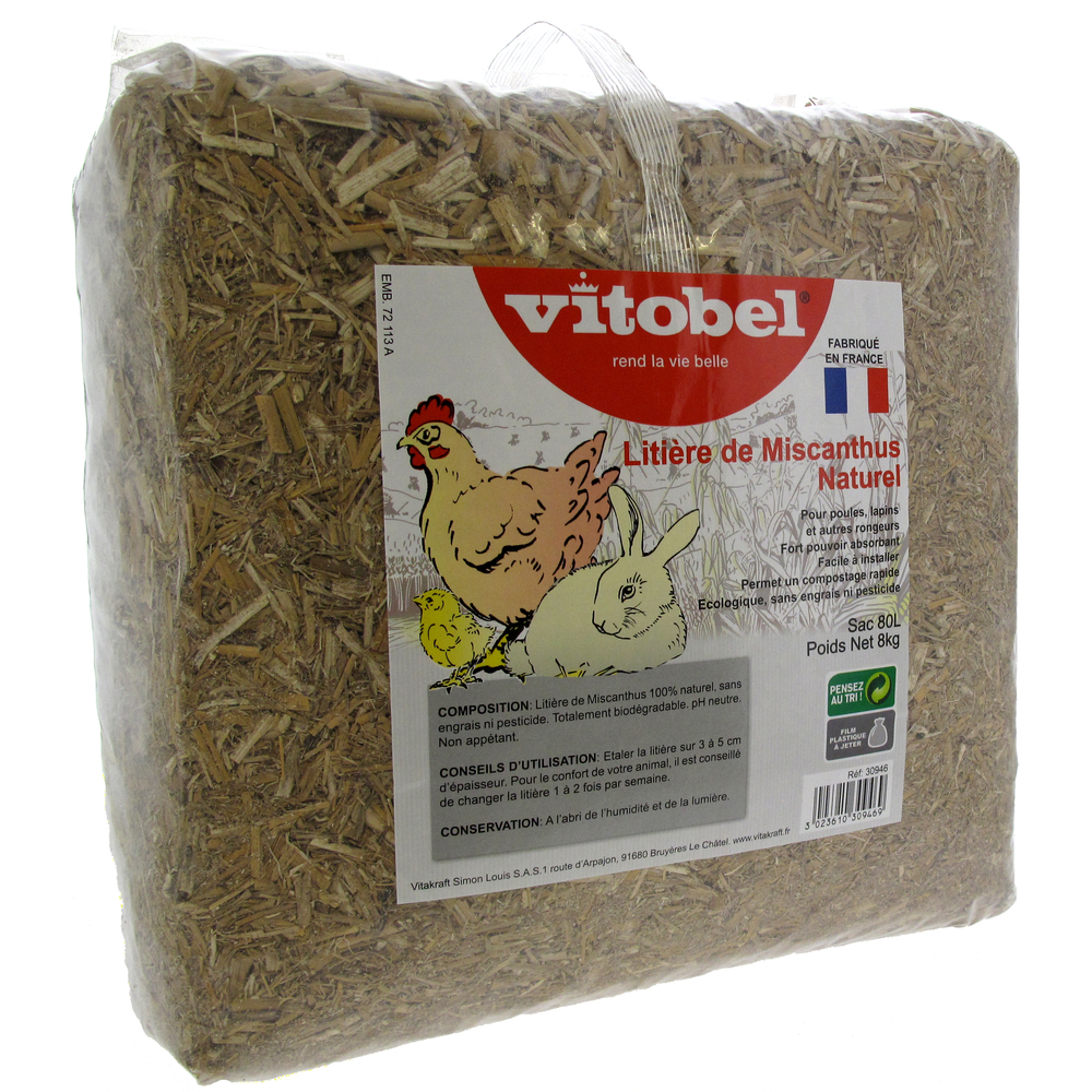 Litière Vitobel de Miscanthus naturel: 8kg