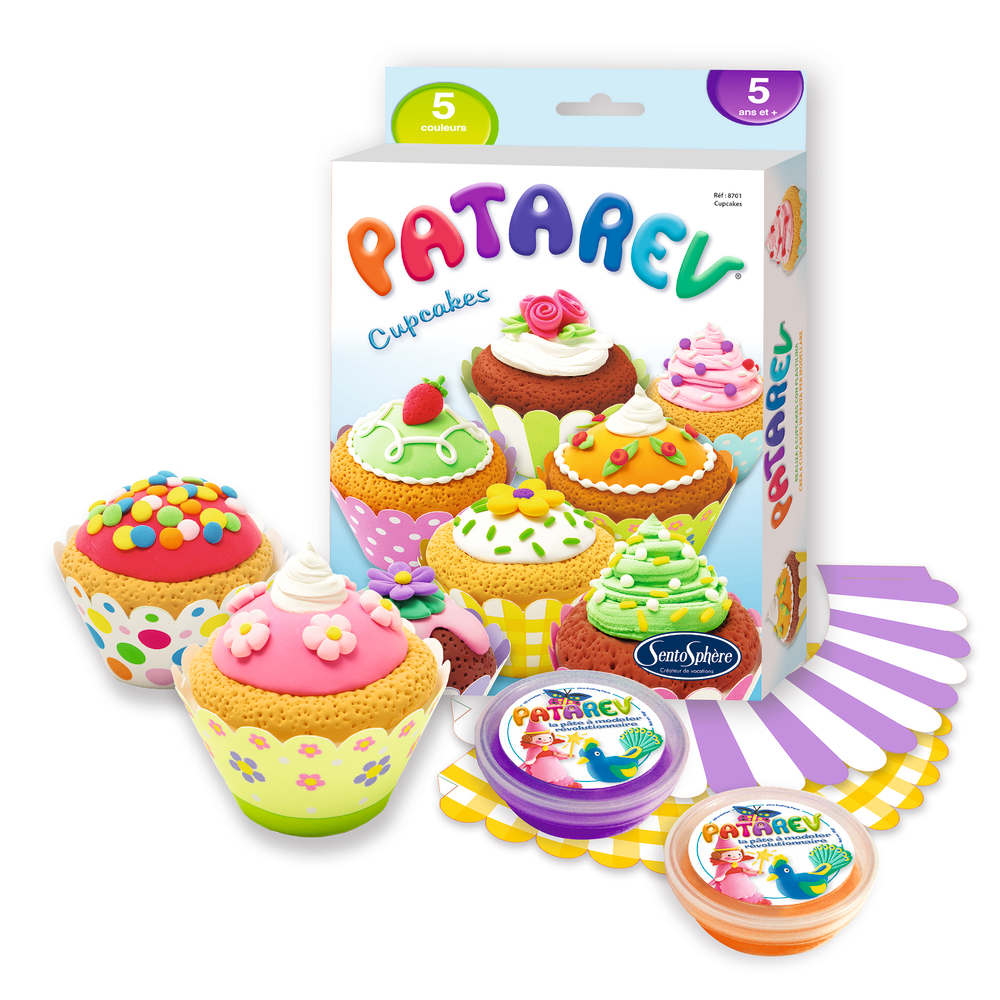 Pâte à modeler Patarev Cupcakes : 5 coloris assortis