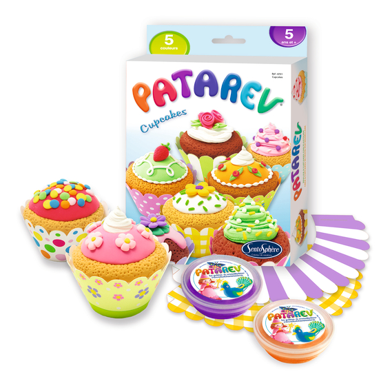 Pâte à modeler Patarev Cupcakes : 5 coloris assortis