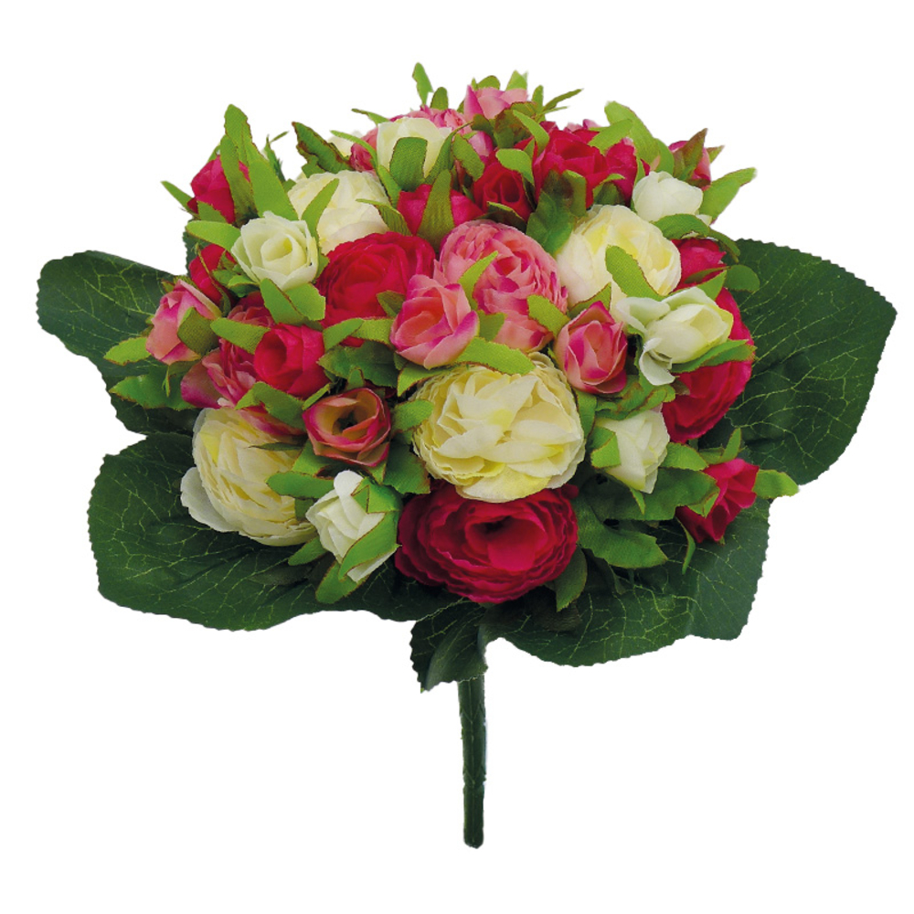 Fleurs artificielles - bouquet renoncules fuchsia H.31cm