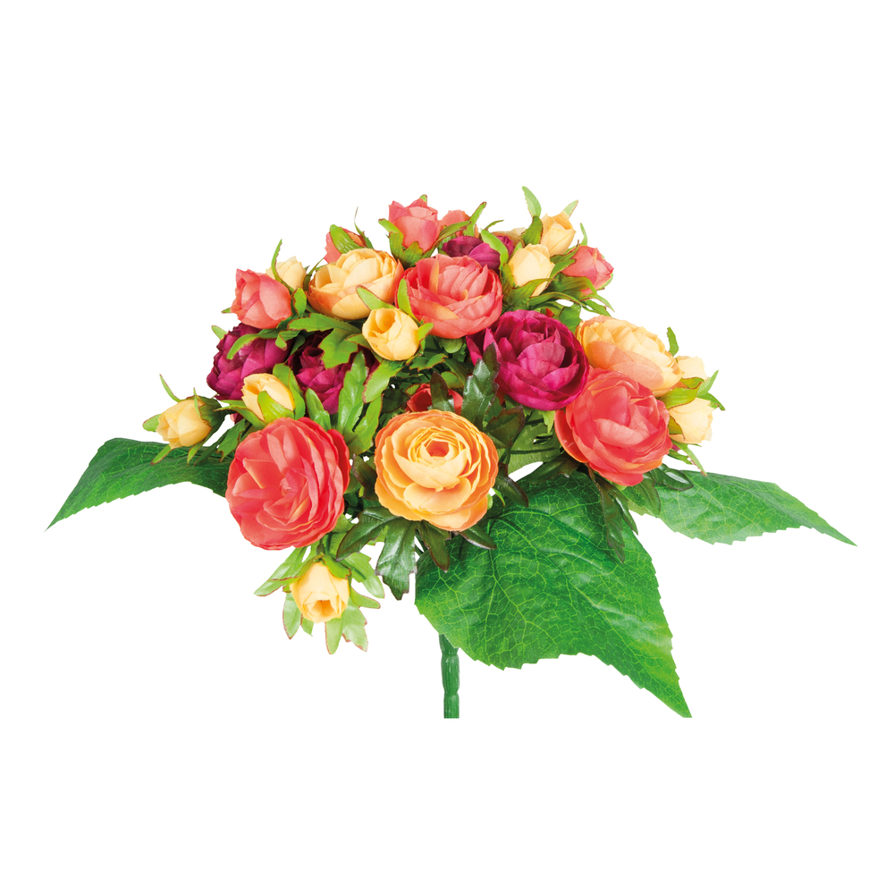 Fleurs artificielles - bouquet renoncules oranges H.31cm 18 tiges