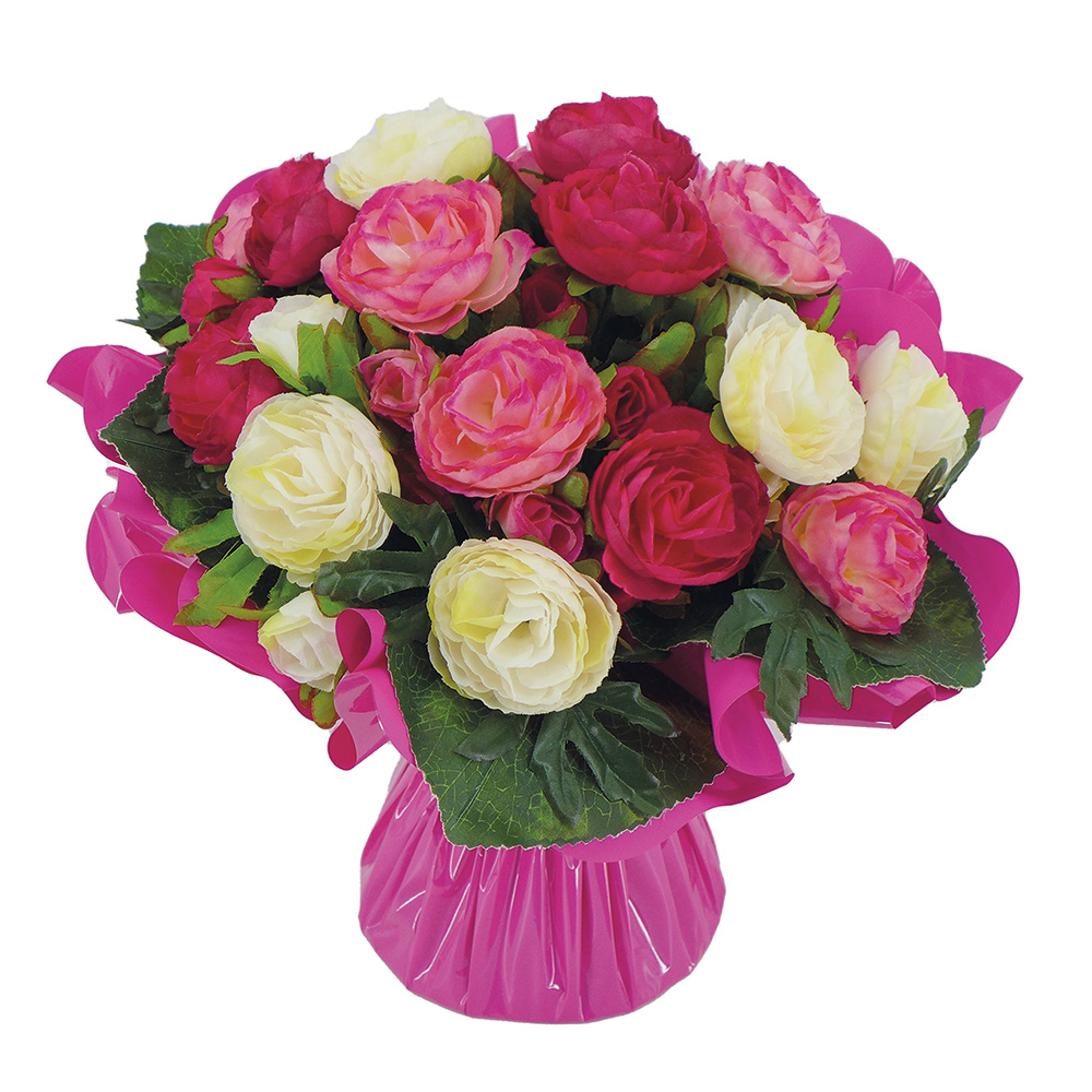 Bouquet bulle, fuchsia H31 x D33 cm