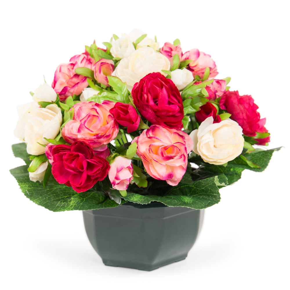 Fleurs artificielles - coupe florale fuchsia D.32 H.27cm