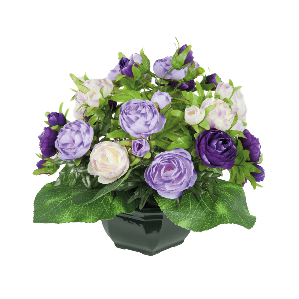 Fleurs artificielles - coupe florale renoncules lavande D.32 H.27cm