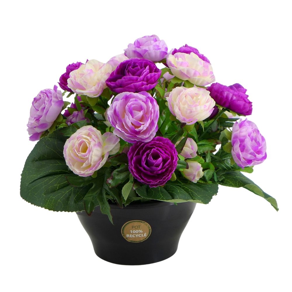 Fleurs artificielles - coupe florale renoncules lavande D.32 H.27cm