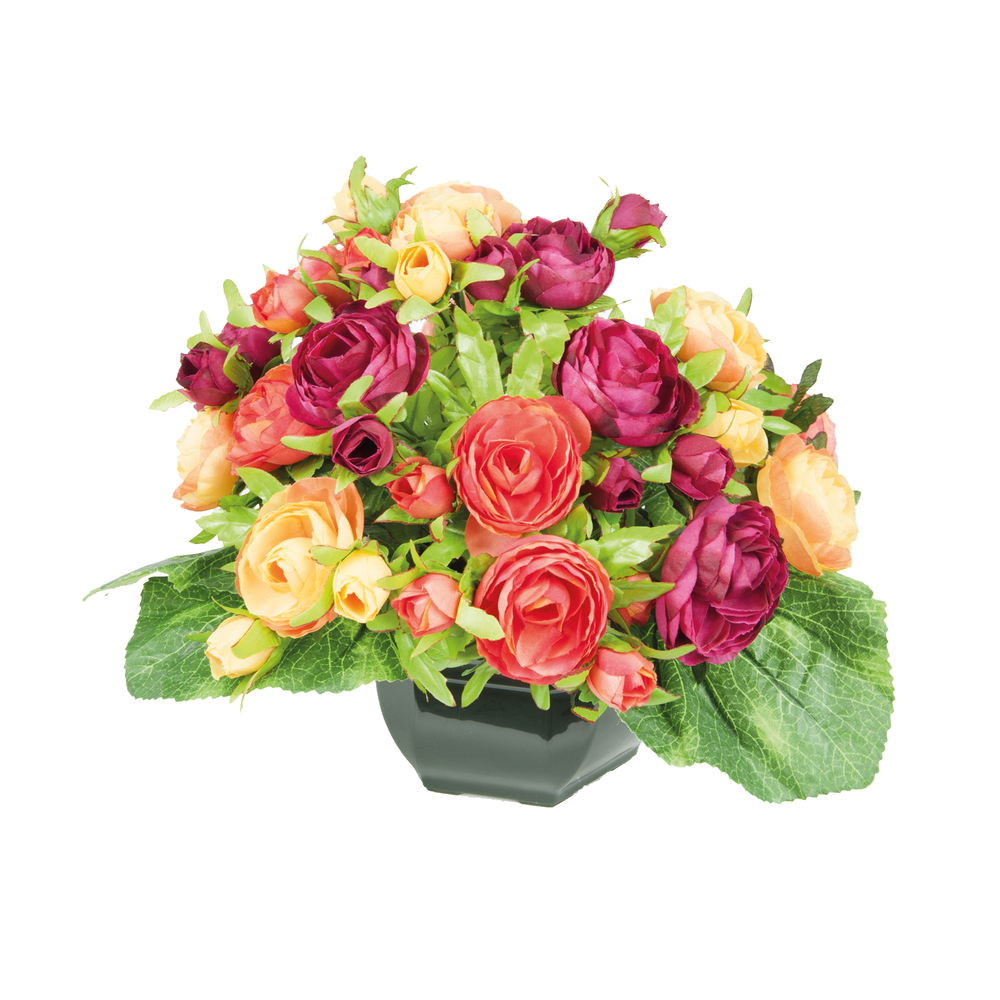 Fleurs artificielles - coupe florale renoncules orange D.32 H.27cm