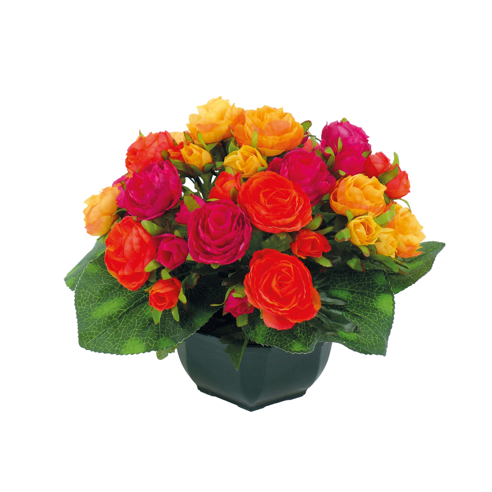 Fleurs artificielles - coupe florale renoncules orange D.32 H.27cm