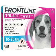 Pipettes antiparasitaires chien 10-20kg Frontline© tri-act, 3x2ml