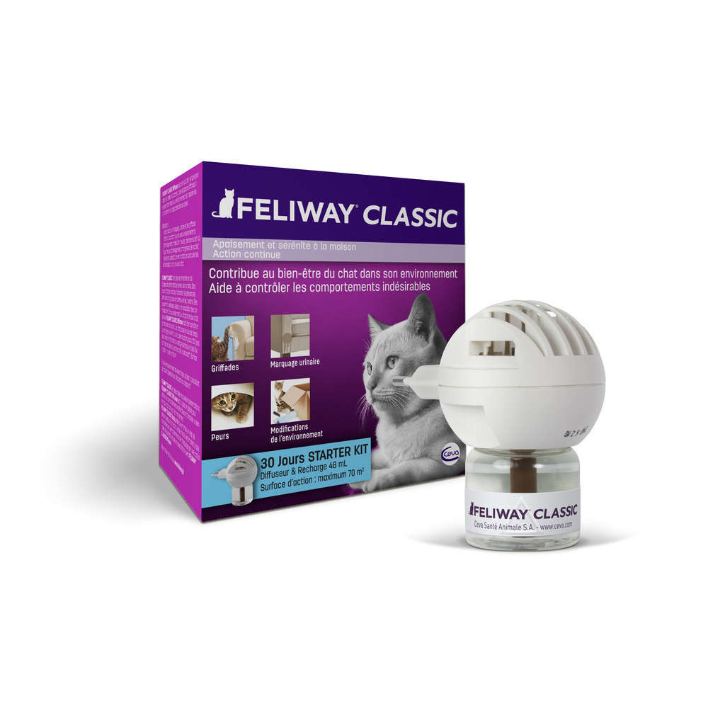 Produit apaisant Feliway pour chat : diffuseur et recharge 30 jours