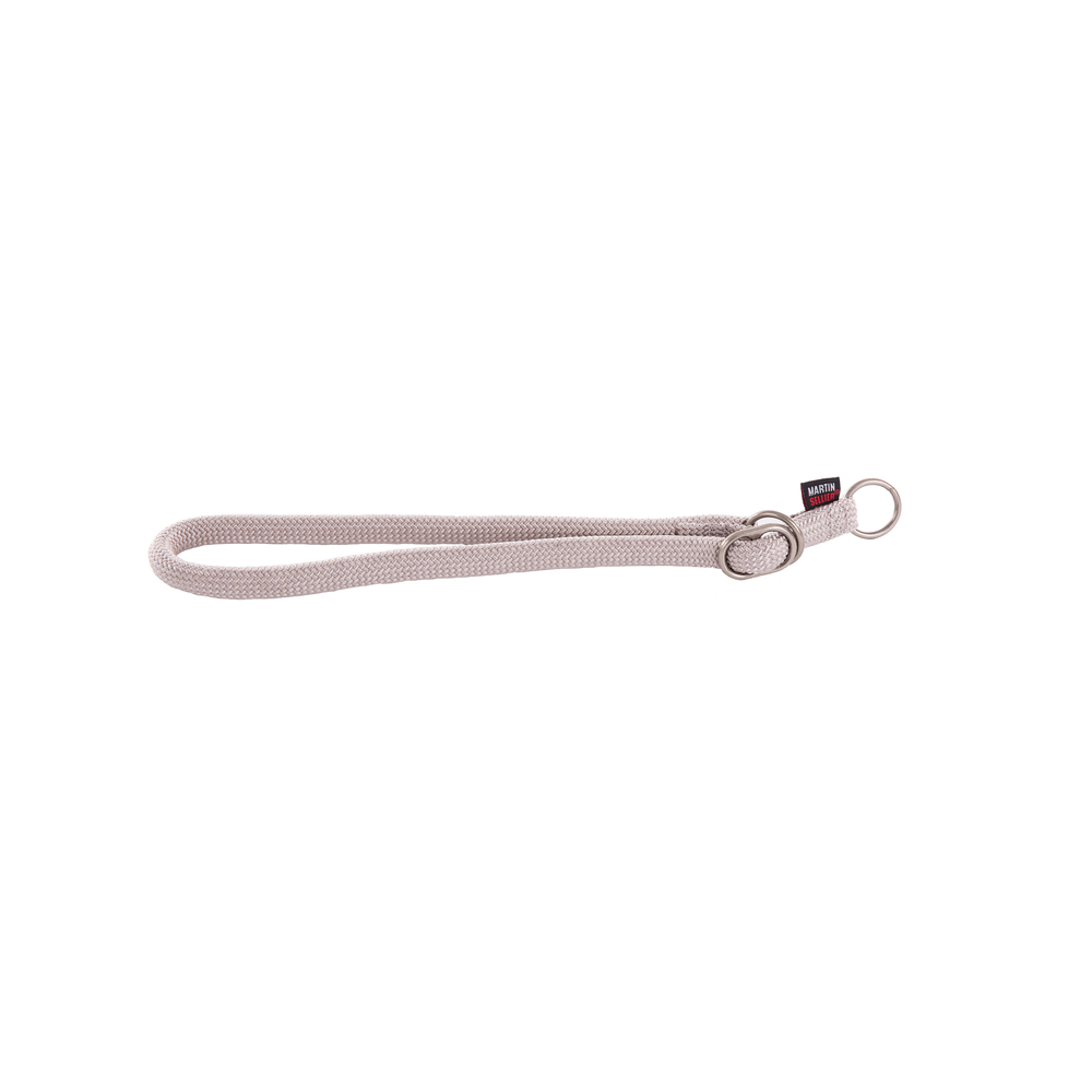 Collier semi étrangleur rond, en nylon: gris 65cm (13mm)