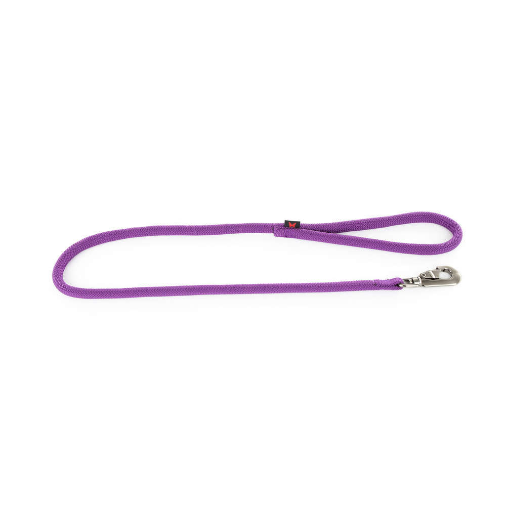 Laisse pour chien, en nylon: rond uni mauve L. 1 m