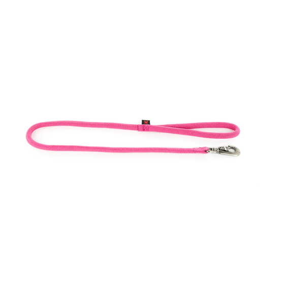 Laisse pour chien, en nylon: rond uni rose L. 1 m