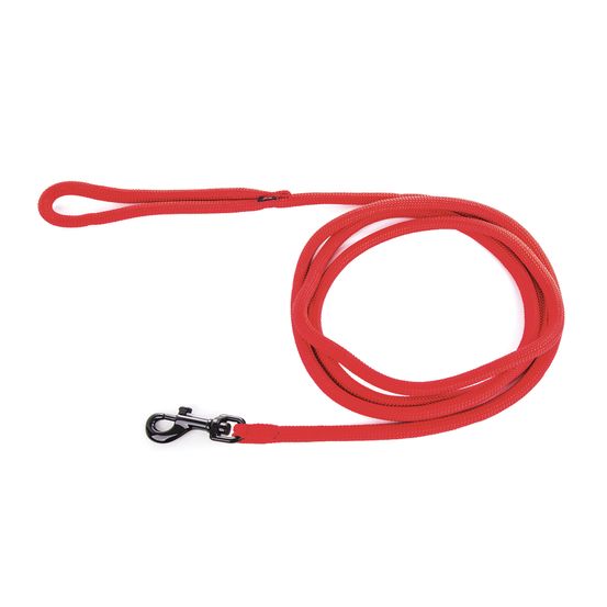 Laisse pour chien, en nylon: rond uni rouge L. 2 m