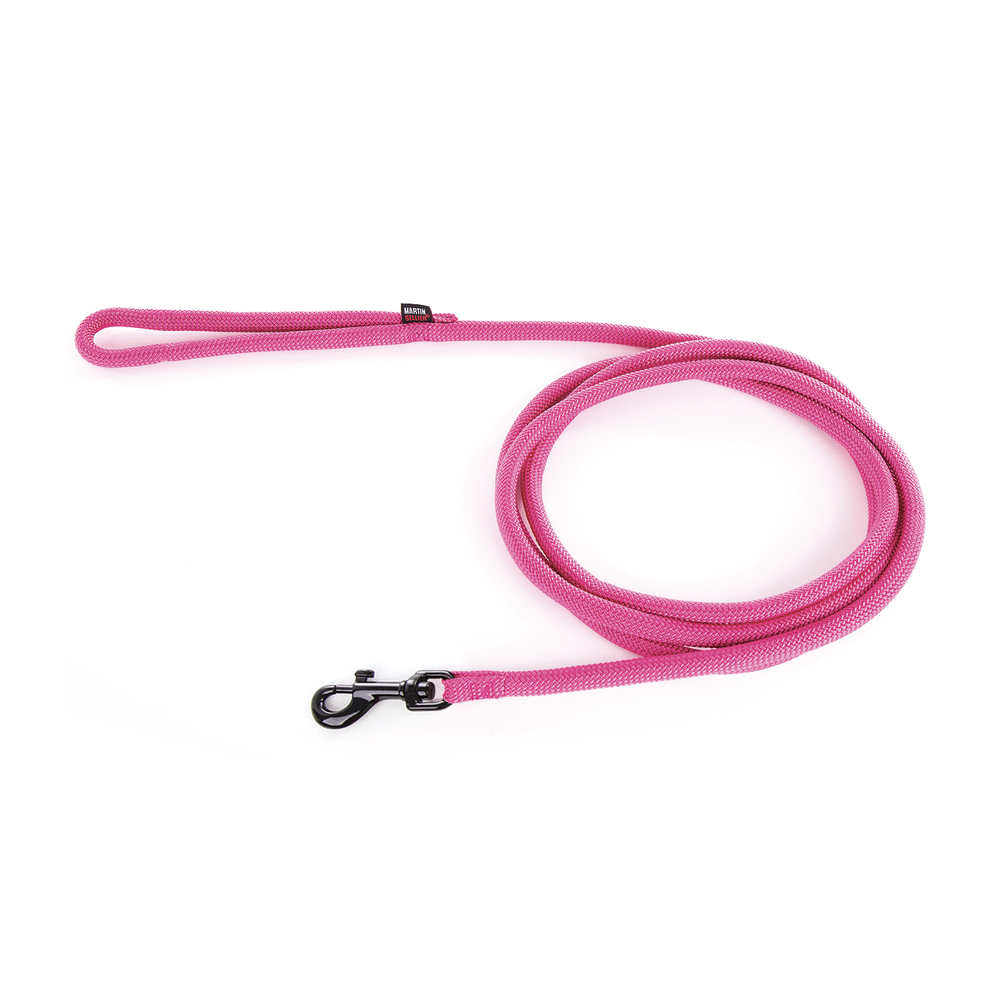 Laisse pour chien, en nylon: rond uni rose L. 2 m