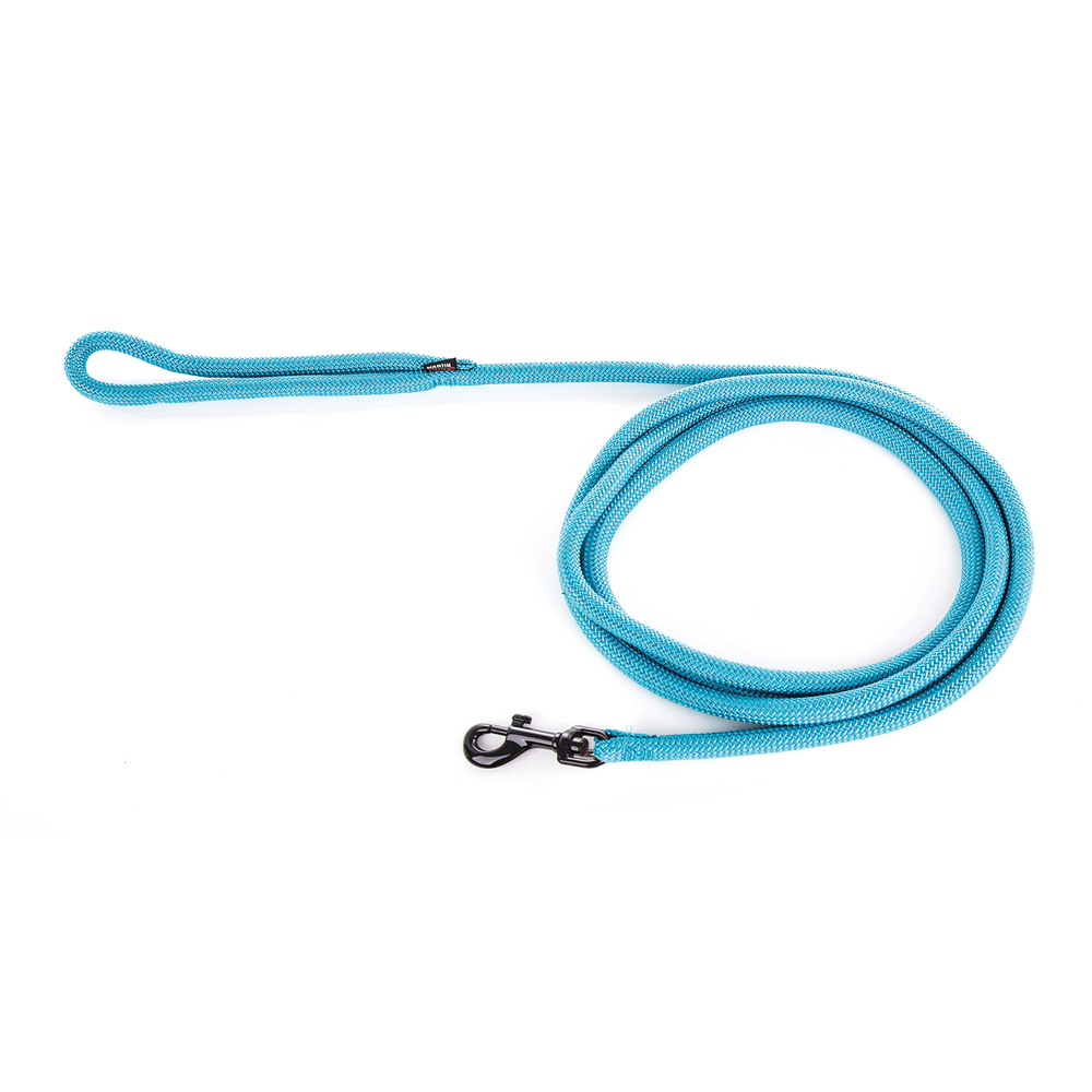 Laisse pour chien, en nylon: rond uni turquoise L. 2 m