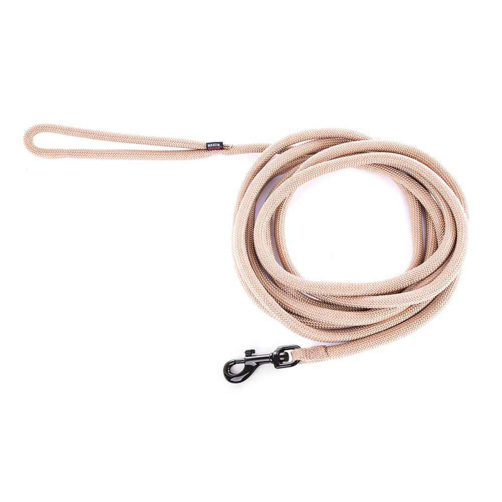 Longe pour chien, en nylon: rond uni beige L. 5 m