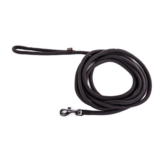 Longe pour chien, en nylon: rond uni noir L. 5 m